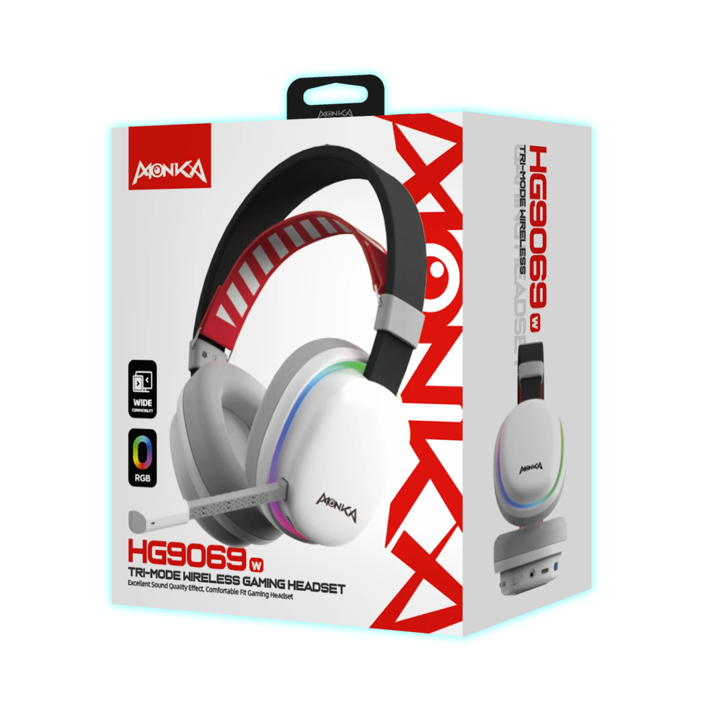 AURICULAR GAMING MONKA ECHO WIRELESS TRI-MODE RGB/HG9069W