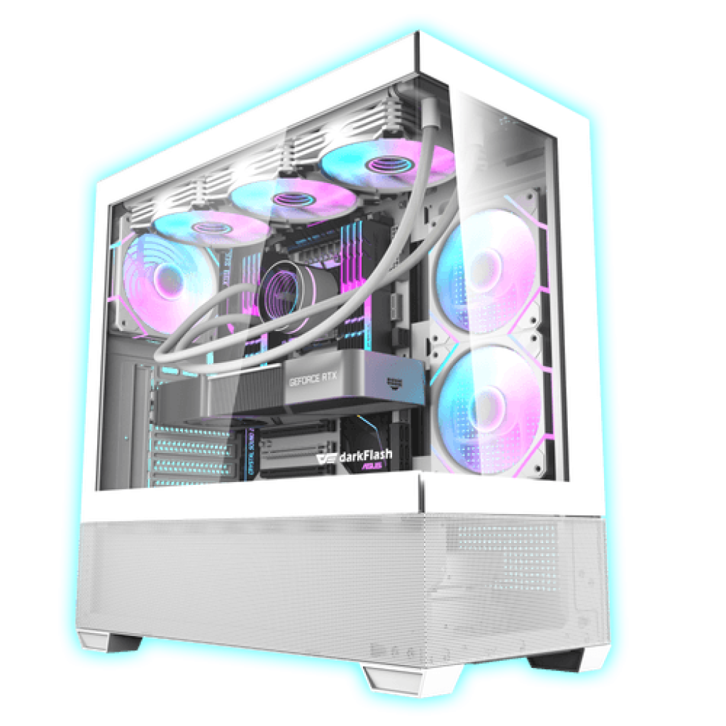 GABINETE GAMING DARKFLASH DS900 AIR VIDRIO WHITE - MID TOWER -  USB C