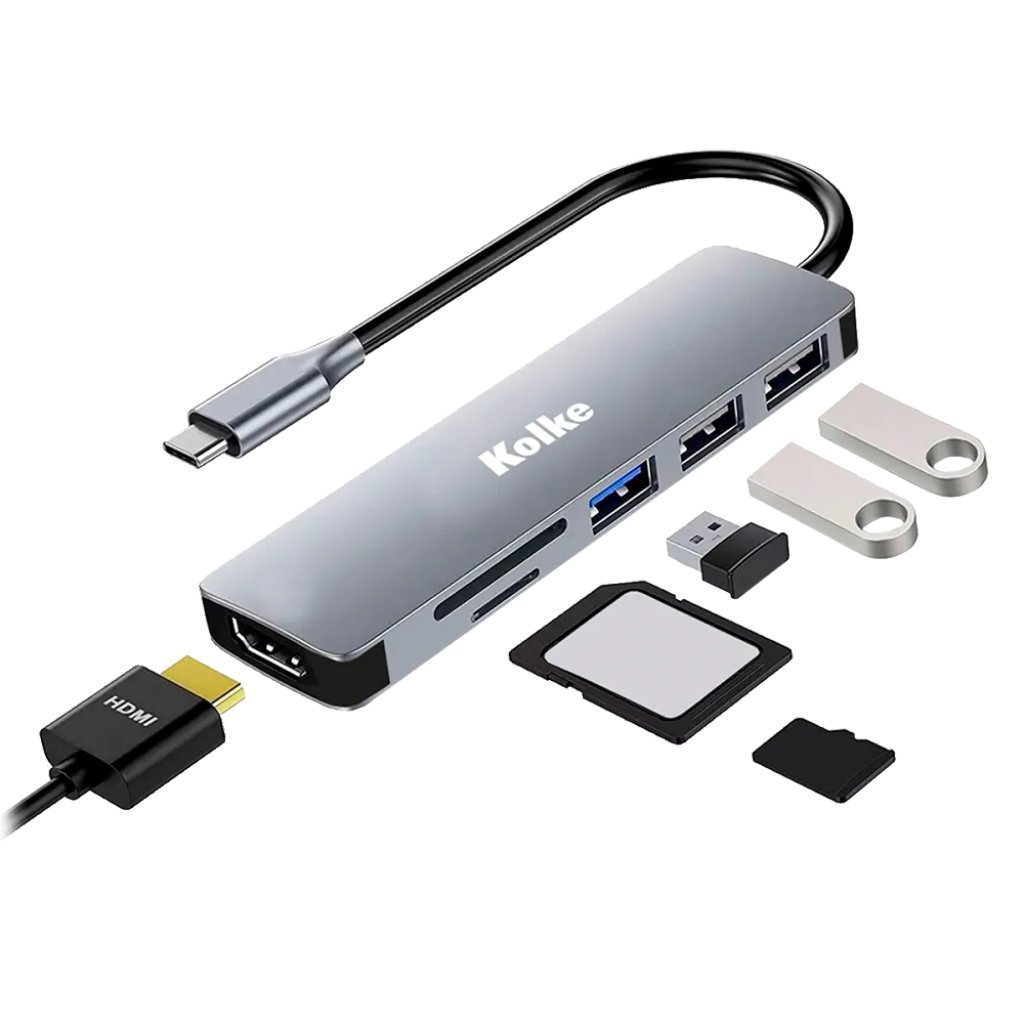 HUB USB C KOLKE 6 EN 1/NEGRO/KCH-680