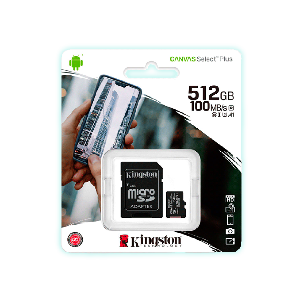 MEMORY 512GB KINGSTON 100MB/S CANVAS SELECT PLUS