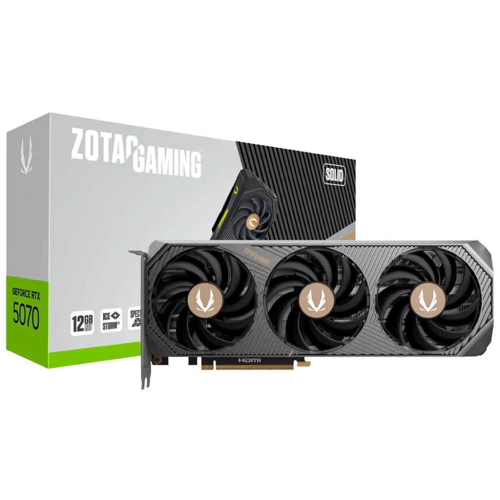 TARJETA GRAFICA 12GB RTX5070 GAMING SOLID ZOTAC/GDDR7/3 FAN/ZT-B50700D-10P