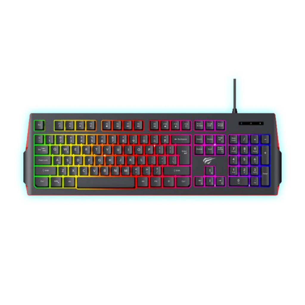 TECLADO GAMING HAVIT KB866L LED MULTICOLOR/NEGRO/INGLES/HVKB-KB866L-BR