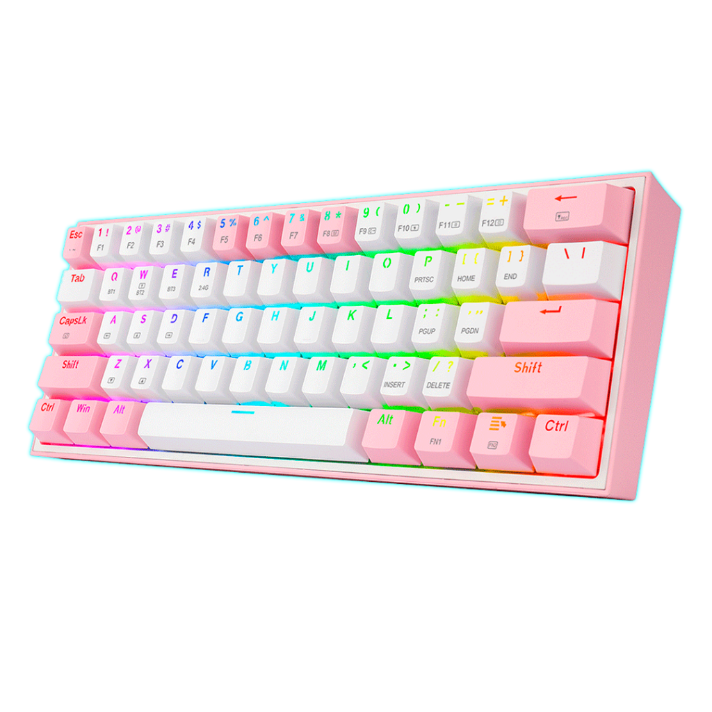 TECLADO MECANICO REDRAGON FIZZ PRO WHITE/PINK RGB S/DP RED