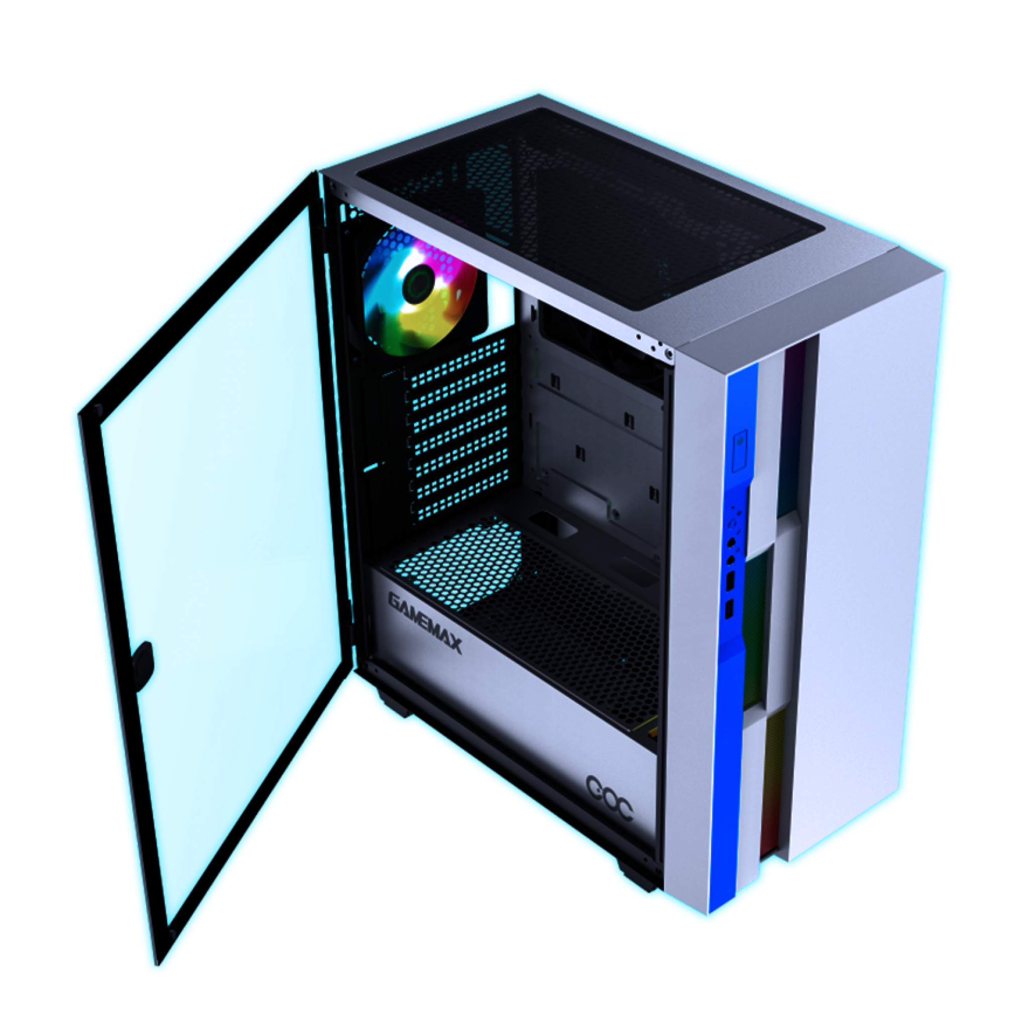 GABINETE GAMEMAX BRUFEN C3  C/1+1 TURBO A369 WHITE-BLUE