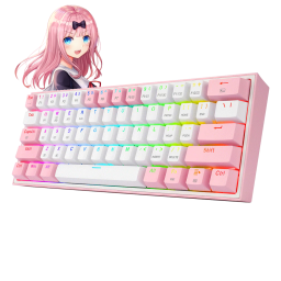 TECLADO MECANICO 60% REDRAGON FIZZ PRO WHITE/PINK RGB S/DP RED/BT/K616-RGB